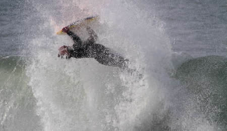 NAZARE, PORTUGAL - NOVEMBER 27 : Free Surf in Nazare Surf Pro 2010 November 27, 2010 in Nazare, Portugal のeditorial素材