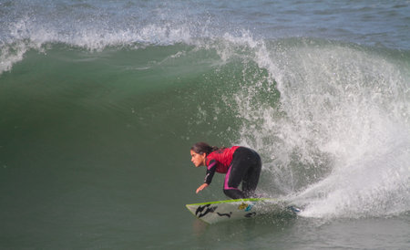 NAZARE, PORTUGAL - NOVEMBER 27 : Ana Sarmento in Nazare Surf Pro 2010 in women competition November...
