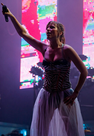 CALDAS DA RAINHA, PORTUGAL - MAY 14: Funï¿½ï¿½o Publika performing on stage in Caldas da Rainha city holiday May 14, 2011 in Caldas da Rainha, Portugalのeditorial素材