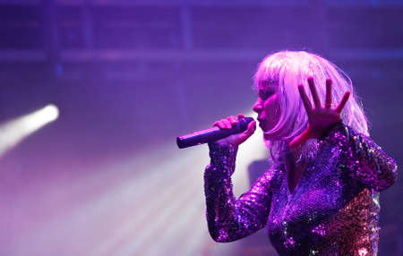 CALDAS DA RAINHA, PORTUGAL - MAY 14: Funï¿½ï¿½o Publika performing on stage in Caldas da Rainha city holiday May 14, 2011 in Caldas da Rainha, Portugalのeditorial素材