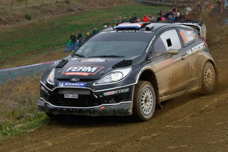 ALGARVE, PORTUGAL - MARCH 31: Dennis Kuipers (NLD) driving is Ford Fiesta RS WRC in Rally de Portugal 2012 on March 31, 2012 in Algarve, Portugalのeditorial素材