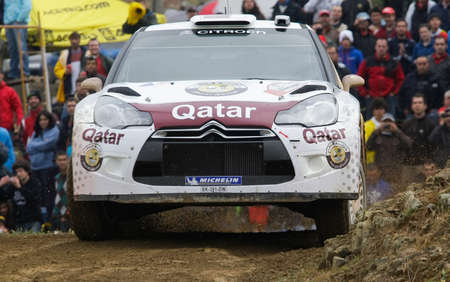 ALGARVE, PORTUGAL - MARCH 31: Nasser Al Attitah (QAT) driving is Citroen DS3 WRC in Rally de Portugal 2012 on March 31, 2012 in Algarve, Portugalのeditorial素材