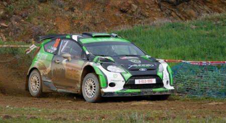 ALGARVE, PORTUGAL - MARCH 31: Yazeed Al Rajhi (SAU) driving is Ford Fiesta S2000 in Rally de Portugal 2012 on March 31, 2012 in Algarve, Portugalのeditorial素材