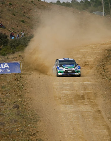 ALGARVE, PORTUGAL - MARCH 31: Petter Solberg (NOR) driving is Ford Fiest RS WRC in Rally de Portugal 2012 on March 31, 2012 in Algarve, Portugalのeditorial素材