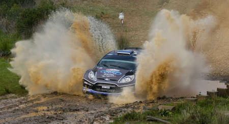 ALGARVE, PORTUGAL - MARCH 31: Ott Tanak (EST) driving is Ford Fiesta RS WRC in Rally de Portugal 2012 on March 31, 2012 in Algarve, Portugalのeditorial素材