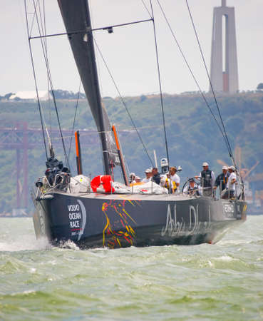 LISBON, PORTUGAL - JUNE 9: Abu Dhabi Ocean Racing Volvo Ocean Race - Lisbon StopOver June - Harbour Race 9, 2012 in Lisbon, Portugalのeditorial素材