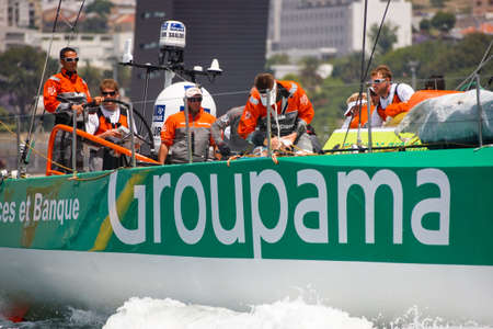 LISBON, PORTUGAL - JUNE 9: Groupama Sailing Team Volvo Ocean Race - Lisbon StopOver June - Harbour Race 9, 2012 in Lisbon, Portugalのeditorial素材