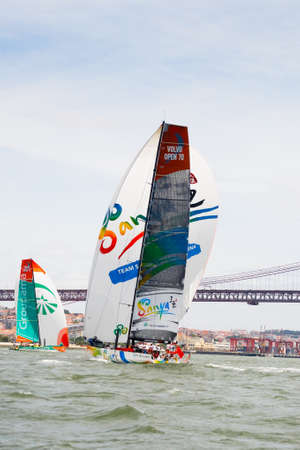 LISBON, PORTUGAL - JUNE 9: Volvo Ocean Race - Lisbon StopOver June - Harbour Race 9, 2012 in Lisbon, Portugalのeditorial素材