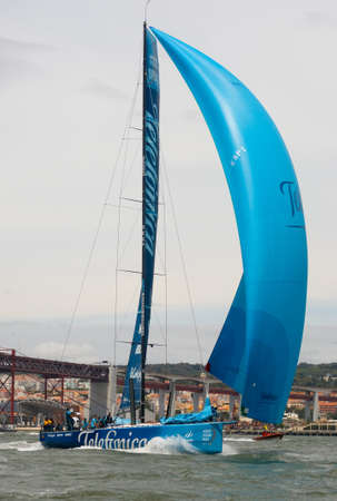 LISBON, PORTUGAL - JUNE 9: Team Telefonica in Volvo Ocean Race - Lisbon StopOver June - Harbour Race 9, 2012 in Lisbon, Portugalのeditorial素材