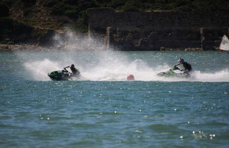 SAO MARTINHO DO PORTO, PORTUGAL - AUGUST 5:  Frederico Gallego in  (198) Gran Prix of Jet Ski 2012 August 5, 2012 in Sao Martinho do Porto, Portugal のeditorial素材