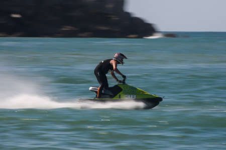 SAO MARTINHO DO PORTO, PORTUGAL - AUGUST 5: Vasco Brito in Gran Prix of Jet Ski 2012 August 5, 2012 in Sao Martinho do Porto, Portugal のeditorial素材