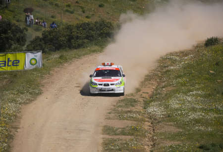 ALGARVE, PORTUGAL - APRIL 13: Safety Car in Rally de Portugal 2013 on April 13, 2013 in Algarve, Portugalのeditorial素材
