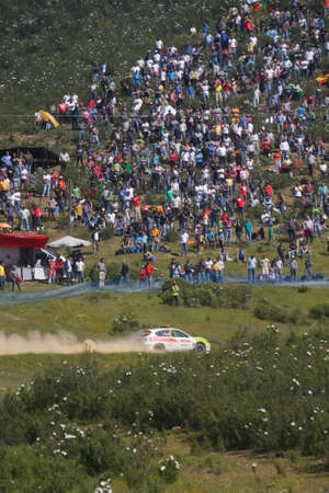 ALGARVE, PORTUGAL - APRIL 13: Safety Car in Rally de Portugal 2013 on April 13, 2013 in Algarve, Portugalのeditorial素材