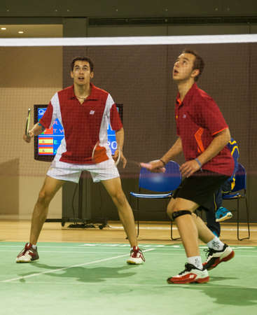 CALDAS DA RAINHA, PORTUGAL - March 06: E. Penalver (left)  and  j. Suarez (right) (ESP) in 49th Portuguese International Championships on March 06, 2014 in Caldas da Rainha, Portugalのeditorial素材