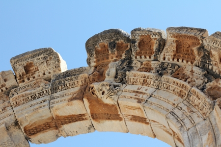 Detail Of A Decorated Arch Of The Temple Of Adrian in Ephesus - Turkeyの写真素材