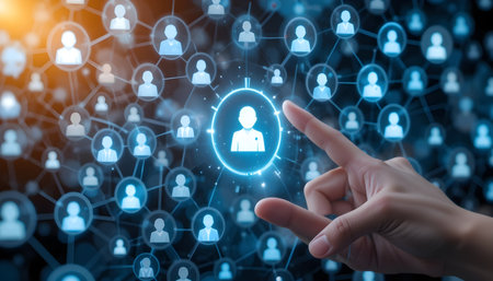 Human resource management, HR, recruitment, leadership and teambuilding. Business and technology concept.の素材