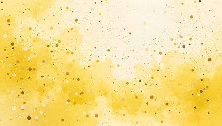 Abstract yellow watercolor background. Watercolor texture with gold dots.の素材