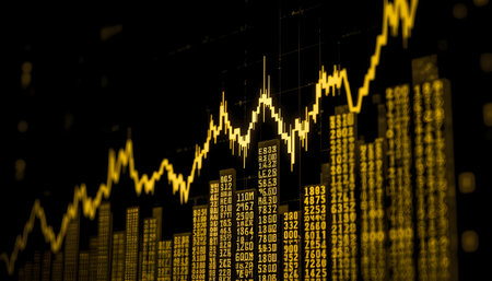 Stock market or forex trading graph and candlestick chart suitable for financial investment concept. Economy trends background for business idea and all art work design.の素材