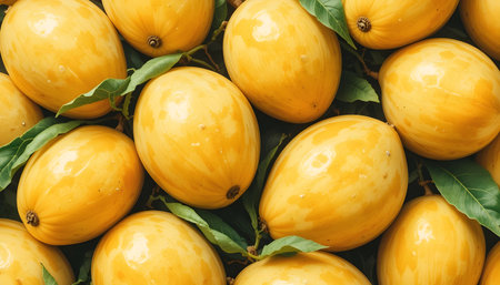 Yellow mango fruit background. Top view of yellow mango fruit background.の素材
