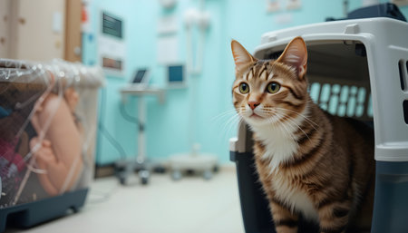 Portrait of a cat in the operating room in a veterinary clinicの素材