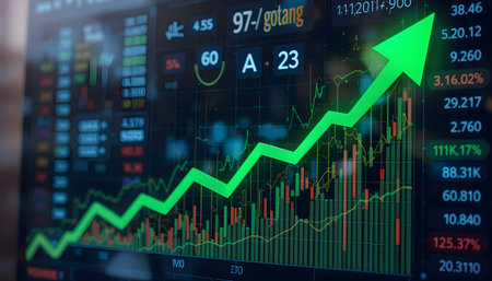 Stock market graph on digital screen. Finance and investment concept. 3D Renderingの素材