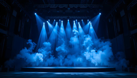 Stage Spotlight with smoke, Stage Podium Scene, Stage Spotlight with Light Effects, Stage Backgroundの素材