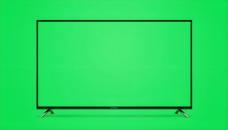 3d rendering of a green screen tv on a green background.の素材
