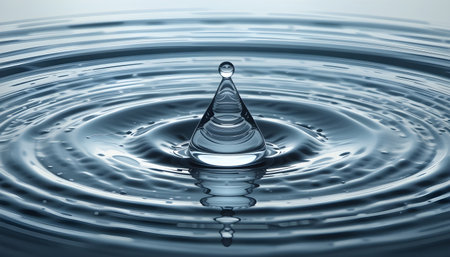 Water drop close up with ripples and waves. 3d renderingの素材