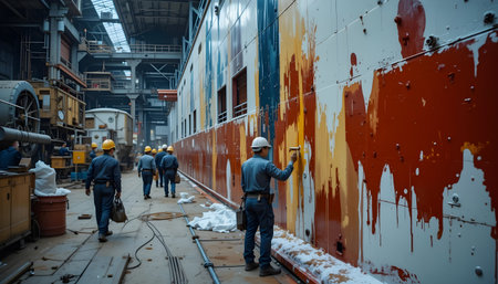 Industrial workers working in a metallurgical plant. Workers in the factory.の素材