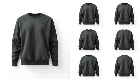 Blank black sweatshirt mockup, front and back view. 3D renderingの素材