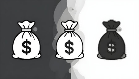 Illustration of a money bag with a dollar sign in the centerの素材