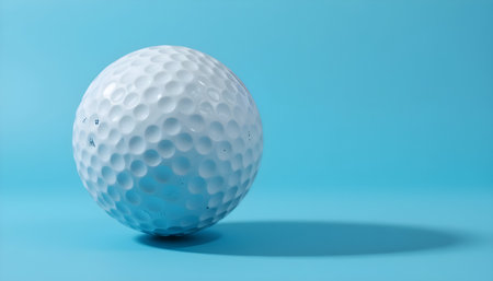 Golf ball on a blue background. 3d render illustration.の素材