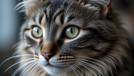 Close up portrait of a cat with green eyes looking at the cameraの素材