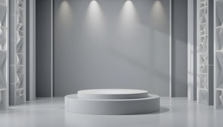 3d rendering of white podium for product display in minimal style.の素材