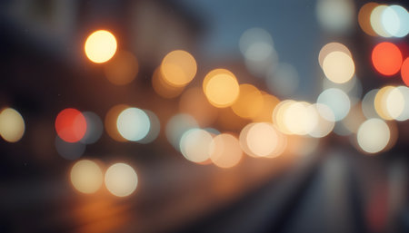Blurred of car on road with bokeh light background.の素材