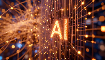 AI Artificial intelligence (AI) and machine learning concept. 3D renderingの素材