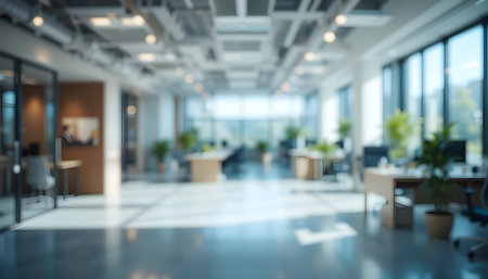 Blurred image of modern office interior for background uses. Blurred background.の素材