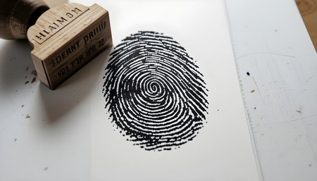 Fingerprint and stamp on a white background. Fingerprint conceptの素材