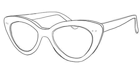 Cat; Eye Glasses; Sunglasses line artの写真素材