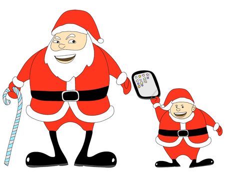 santa claus family an taplet の写真素材