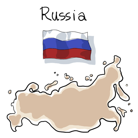 falg and map of Russia  paintingの写真素材