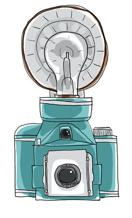 blue vintage camera paintage の写真素材