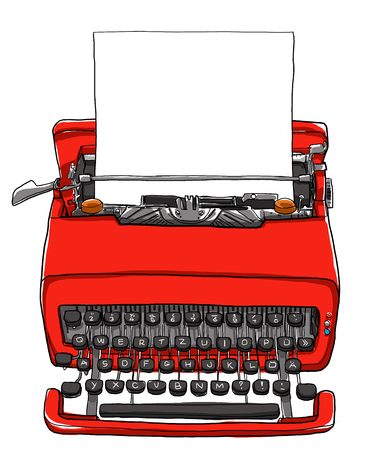 red Typewriter old with paper の写真素材