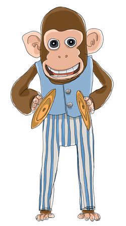 Monkey with cymbals toys line artの写真素材