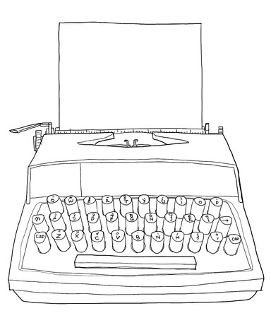 red Vintage Typewriter  Industrial Kids Portable with paper line artの写真素材