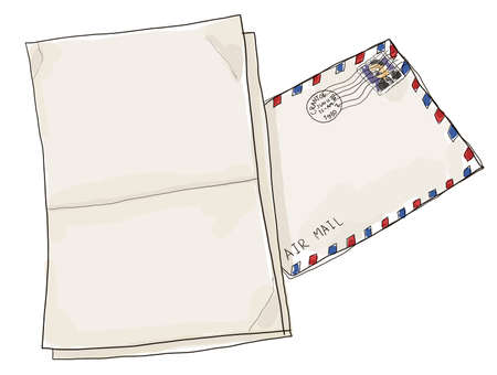 letters with envelope vintage paintingの写真素材