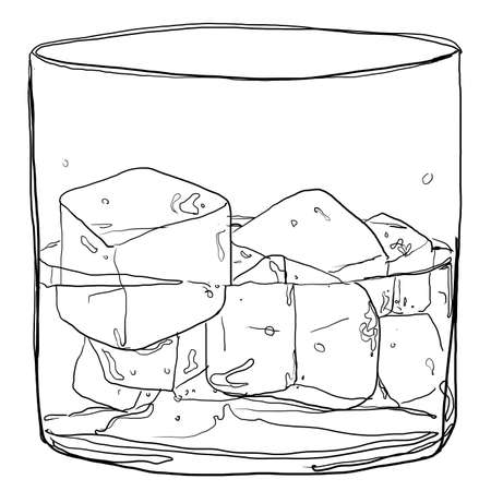 glass of whiskey cute line artの写真素材