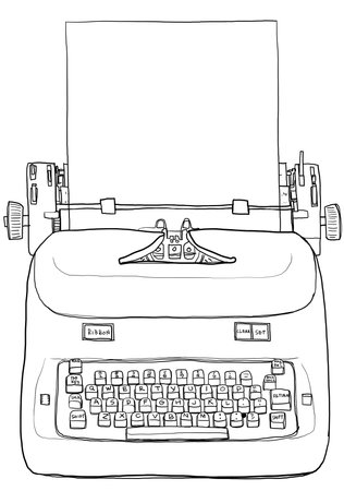 Electric vintage Typewriter with paper line artの写真素材