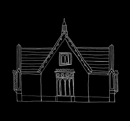 house vintage cute white line artの写真素材