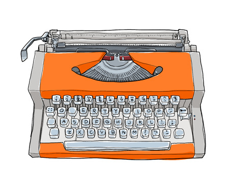 orange vintageTypewriters cute art paintingの写真素材